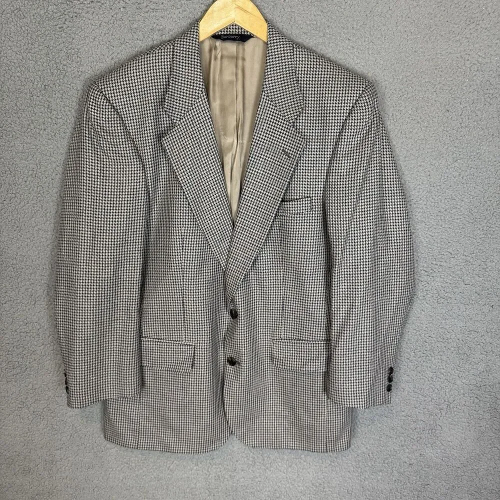 Burberry’s VTG 100% Wool Blazer Jacket Sport Coat Men's 40 Grey Herringbone‎ USA